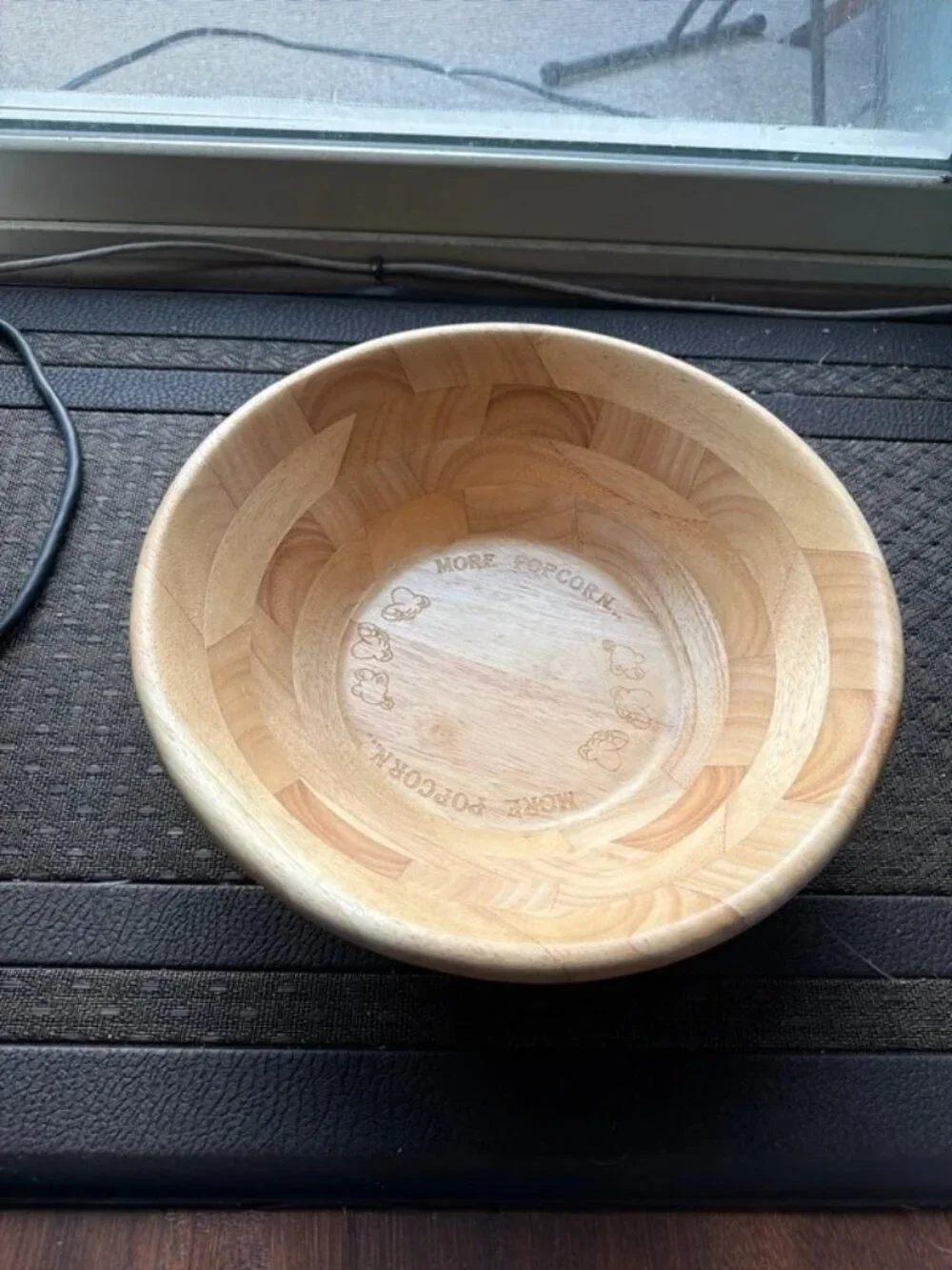 Vintage Wooden Popcorn Bowl Engraved More Popcorn Serving Dish